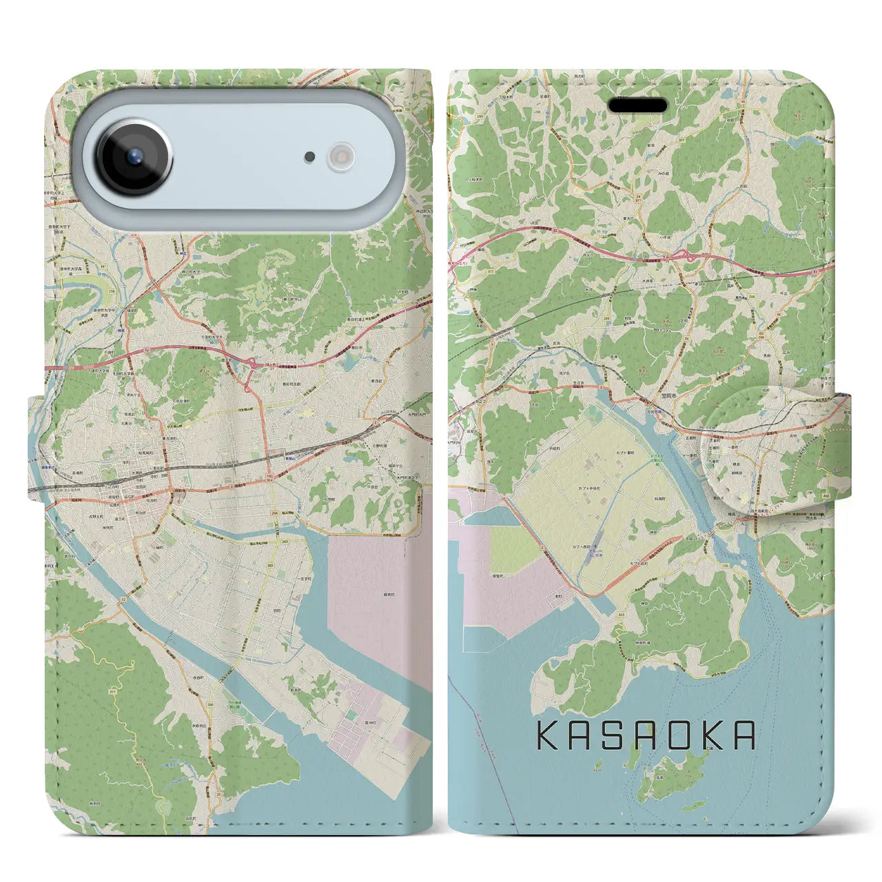 【笠岡（岡山県）】地図柄iPhoneケース（手帳タイプ）