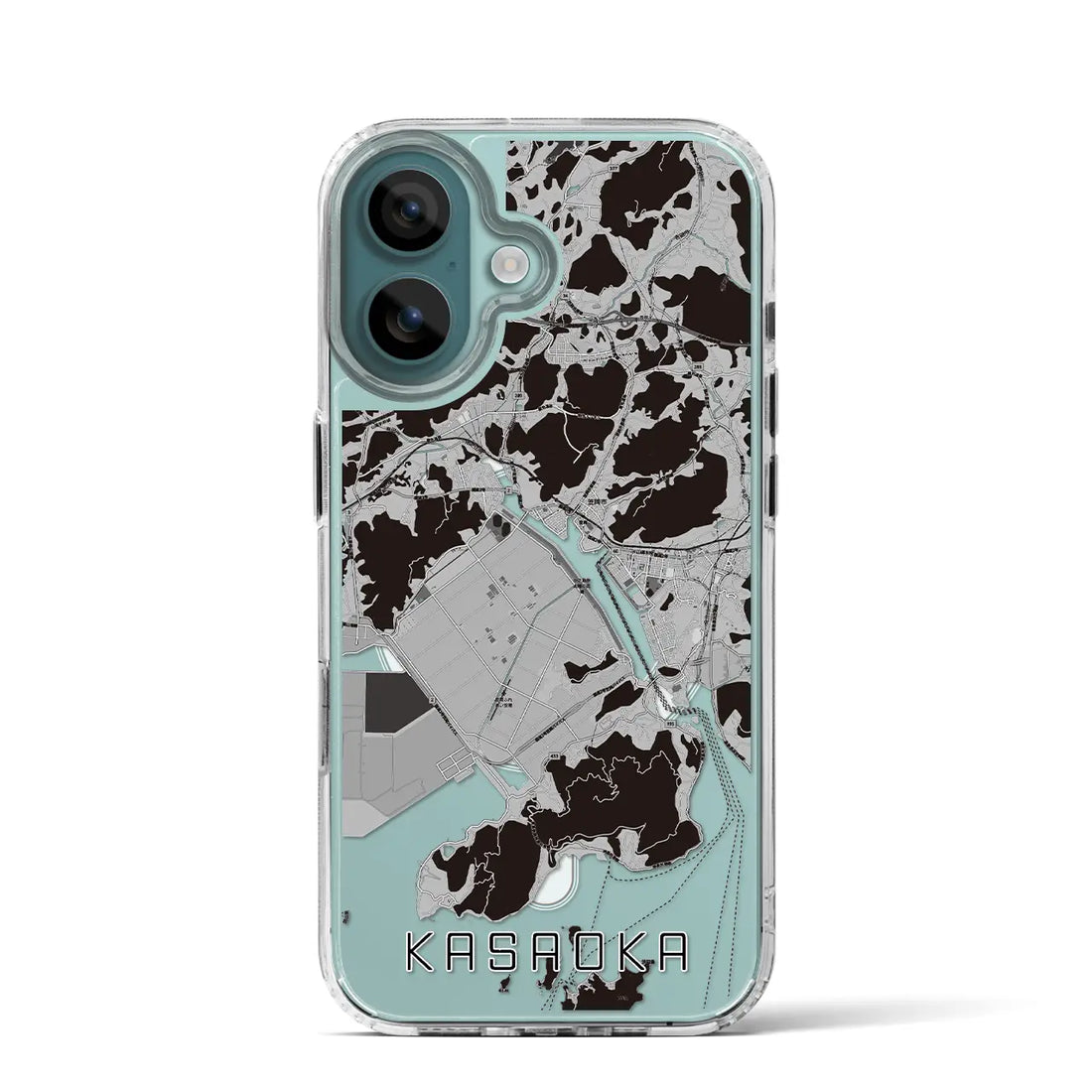 【笠岡(岡山県)】地図柄iPhoneケース(MagSafeタイプ)モノトーン・iPhone 16 Pro 用