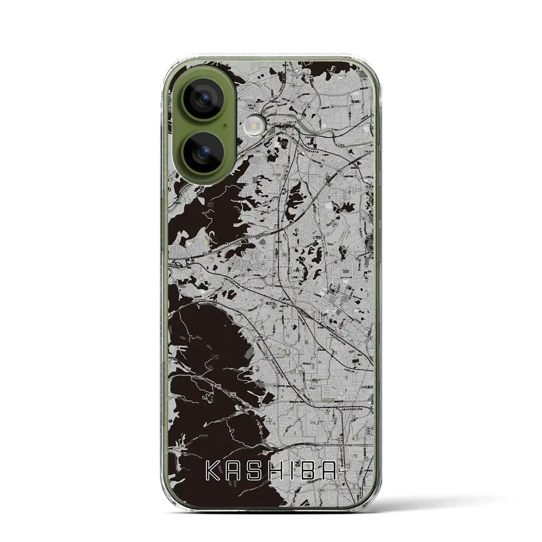 【香芝(奈良県)】地図柄iPhoneケース(クリアタイプ)モノトーン・iPhone 17 Pro Max 用