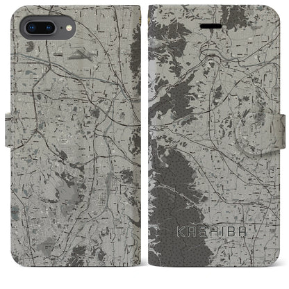 【香芝（奈良県）】地図柄iPhoneケース（手帳タイプ）モノトーン・iPhone 8Plus /7Plus / 6sPlus / 6Plus 用