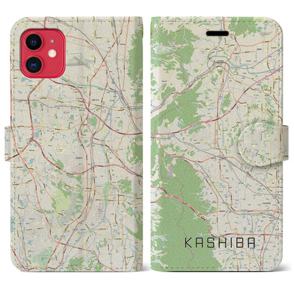 【香芝（奈良県）】地図柄iPhoneケース（手帳タイプ）ナチュラル・iPhone 11 用