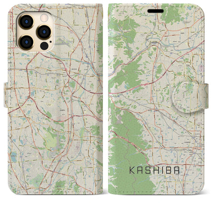 【香芝（奈良県）】地図柄iPhoneケース（手帳タイプ）ナチュラル・iPhone 12 Pro Max 用