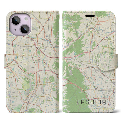 【香芝（奈良県）】地図柄iPhoneケース（手帳タイプ）ナチュラル・iPhone 14 用
