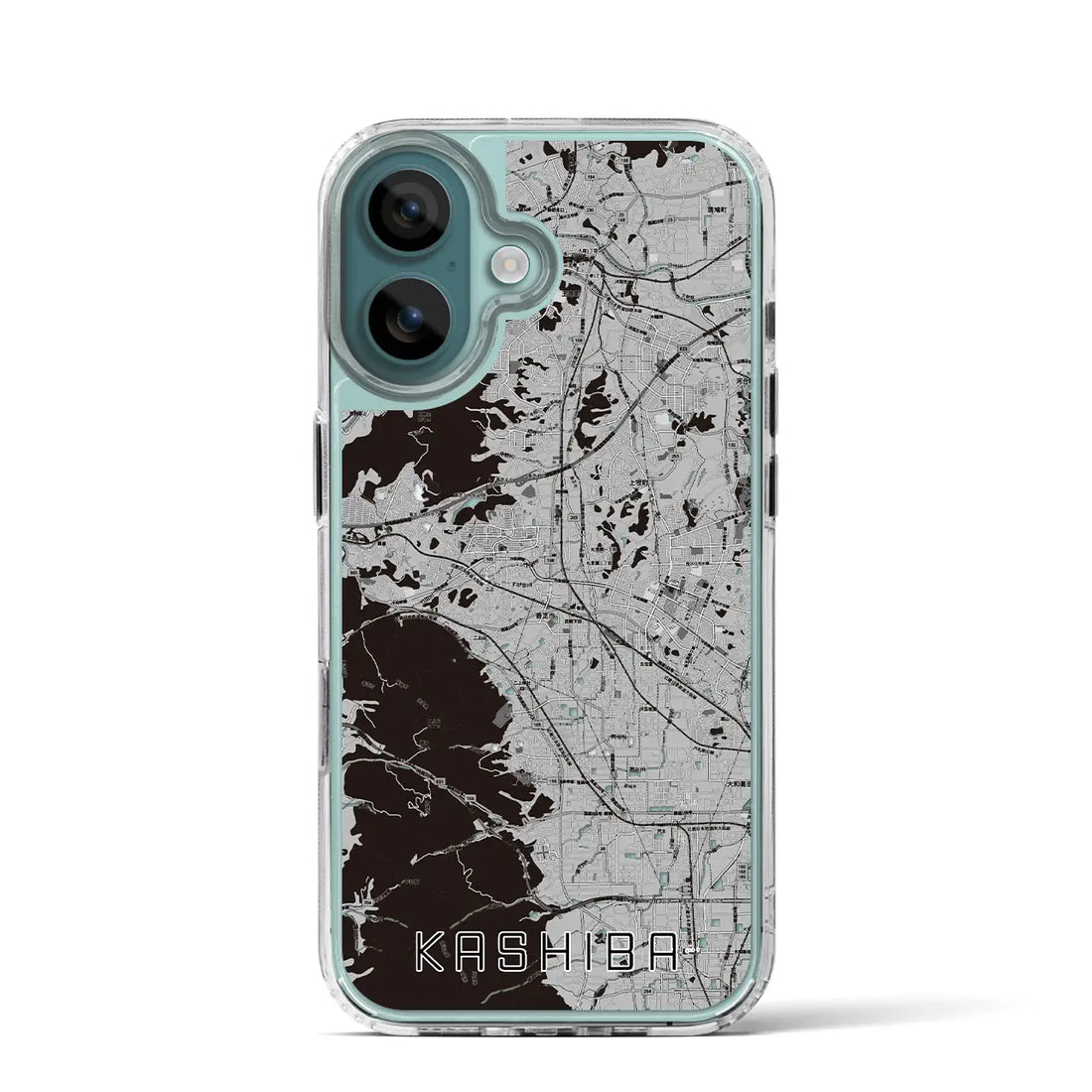 【香芝(奈良県)】地図柄iPhoneケース(MagSafeタイプ)モノトーン・iPhone 16 Pro 用