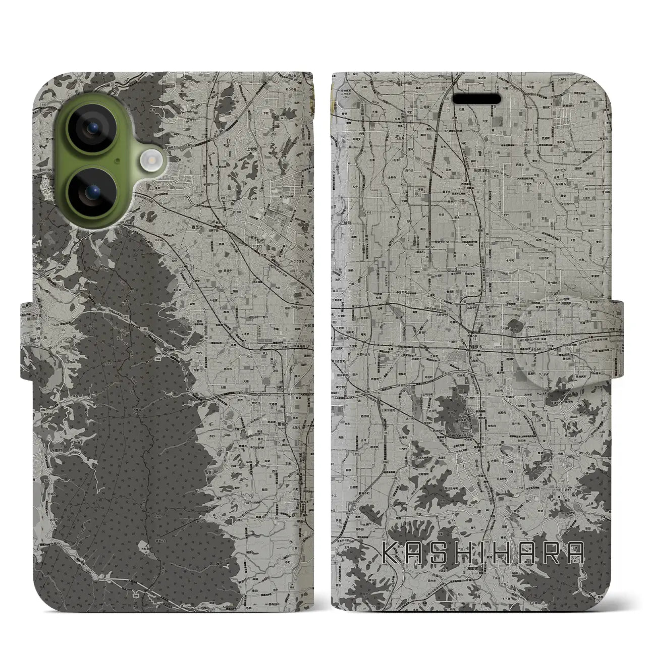 【橿原（奈良県）】地図柄iPhoneケース（手帳タイプ）