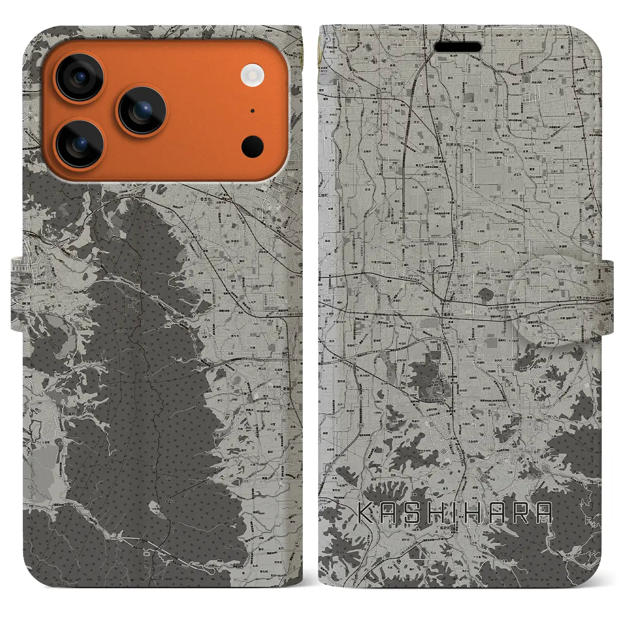 【橿原（奈良県）】地図柄iPhoneケース（手帳タイプ）