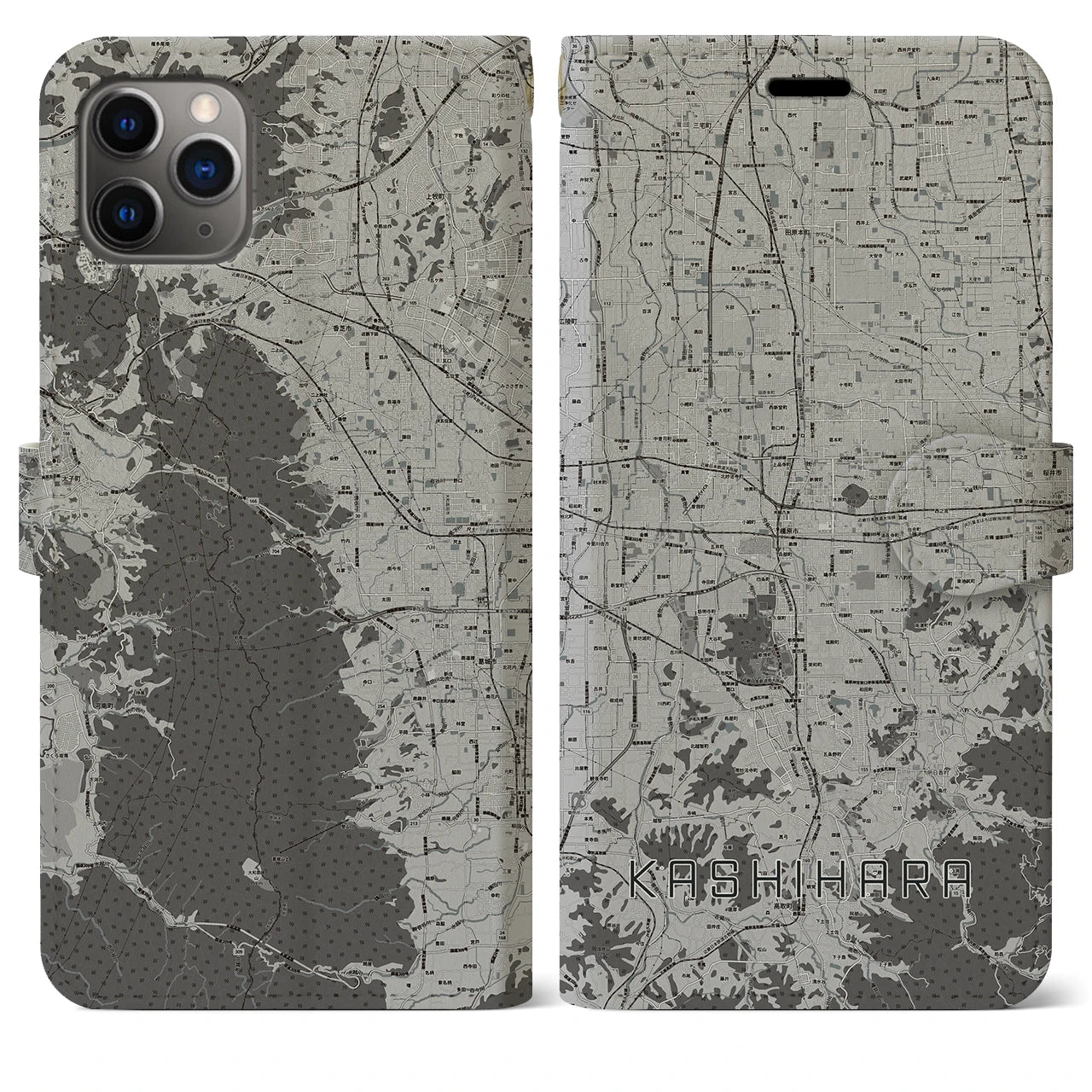 【橿原（奈良県）】地図柄iPhoneケース（手帳タイプ）