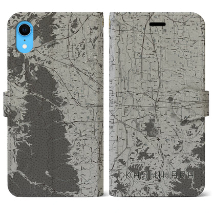 【橿原（奈良県）】地図柄iPhoneケース（手帳タイプ）モノトーン・iPhone XR 用