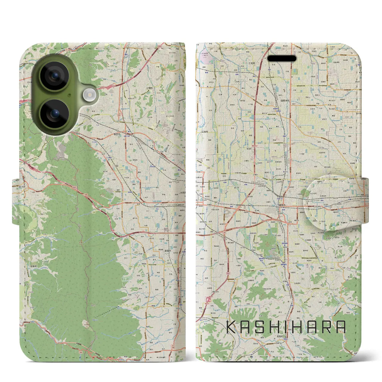 【橿原（奈良県）】地図柄iPhoneケース（手帳タイプ）