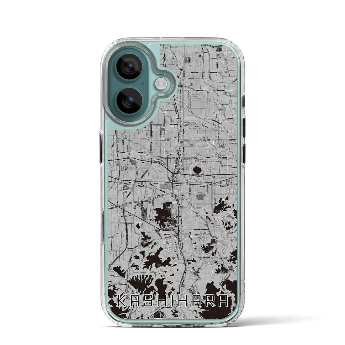 【橿原(奈良県)】地図柄iPhoneケース(MagSafeタイプ)モノトーン・iPhone 16 Pro 用