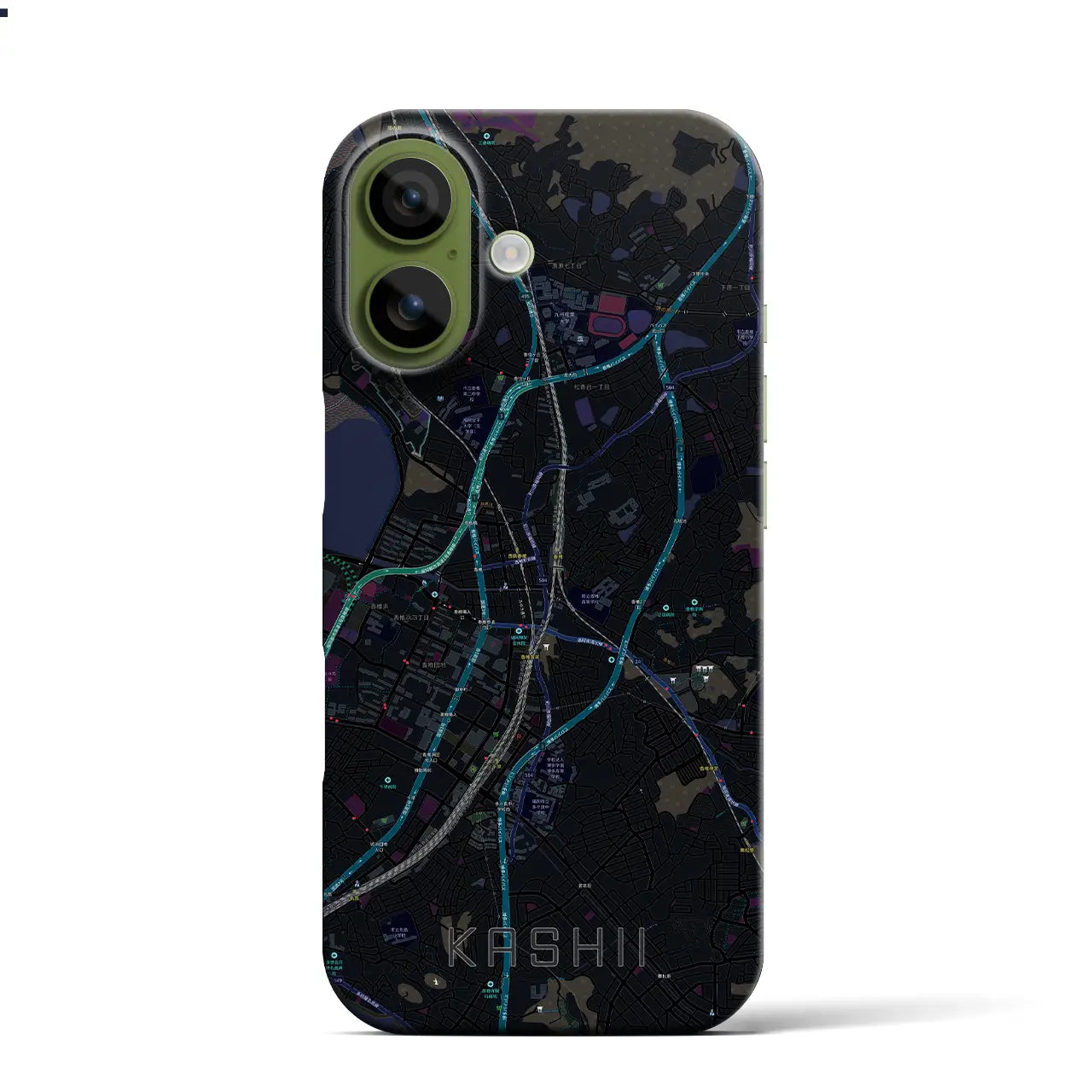 【香椎（福岡県）】地図柄iPhoneケース（バックカバータイプ）