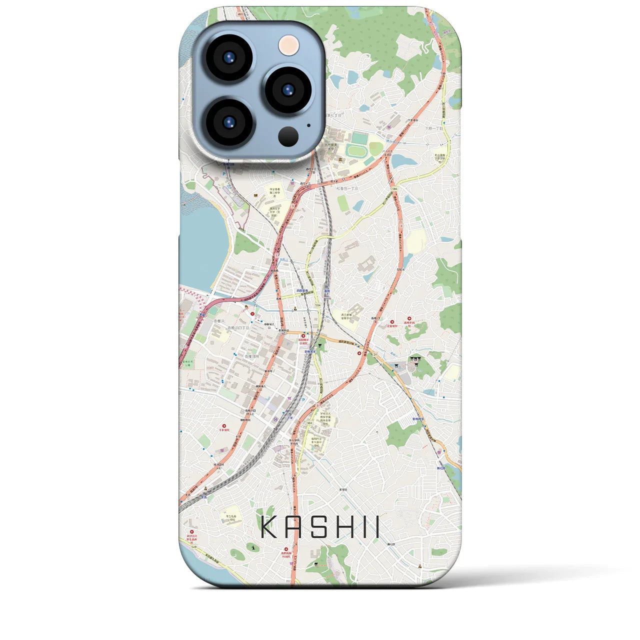 【香椎（福岡県）】地図柄iPhoneケース（バックカバータイプ）