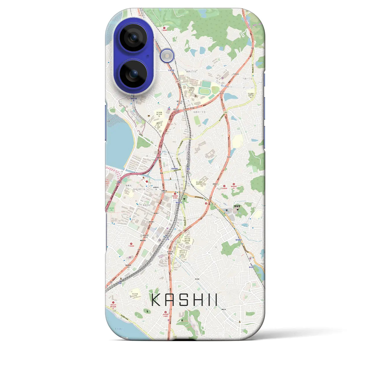 【香椎（福岡県）】地図柄iPhoneケース（バックカバータイプ）ナチュラル・iPhone 16 Pro Max 用