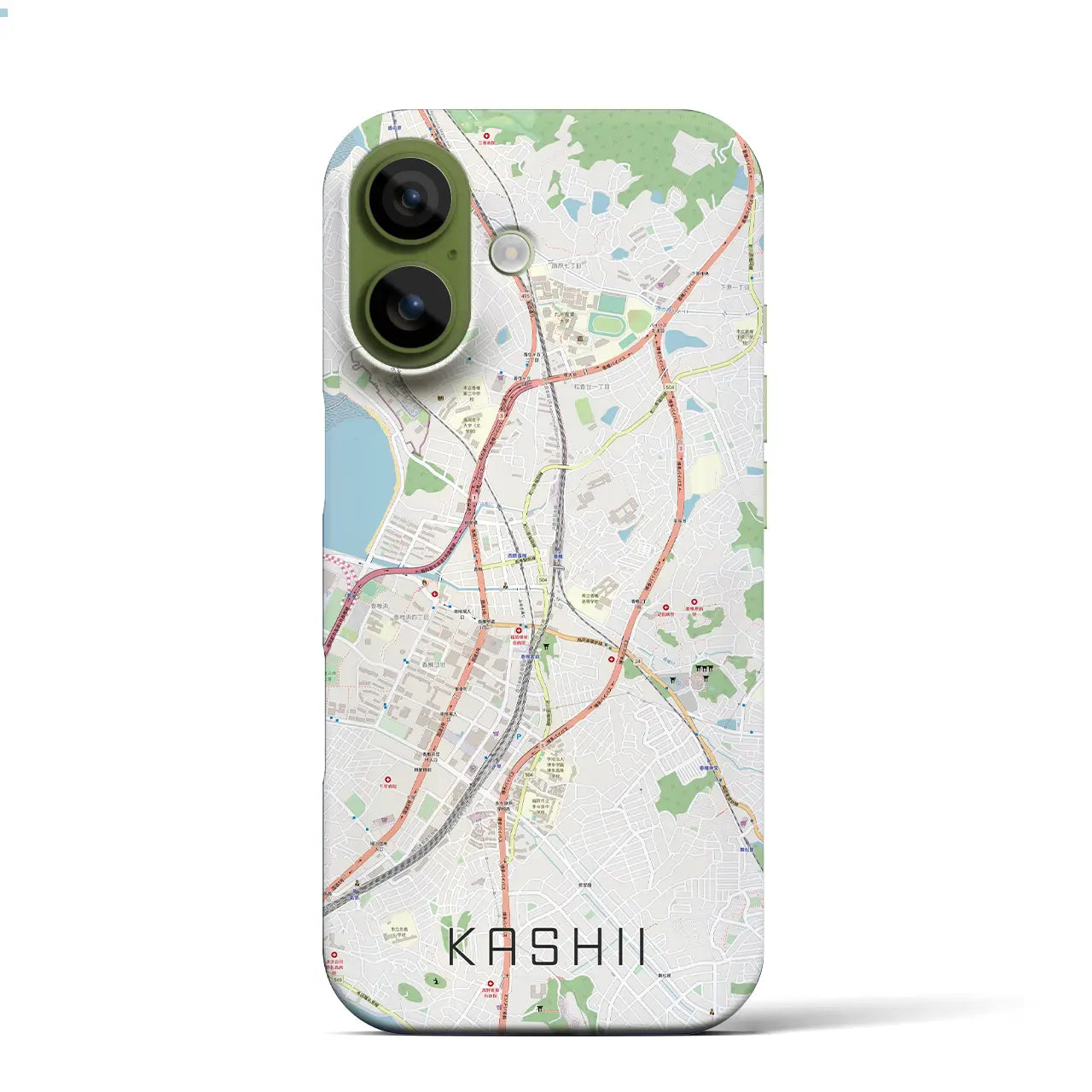 【香椎（福岡県）】地図柄iPhoneケース（バックカバータイプ）