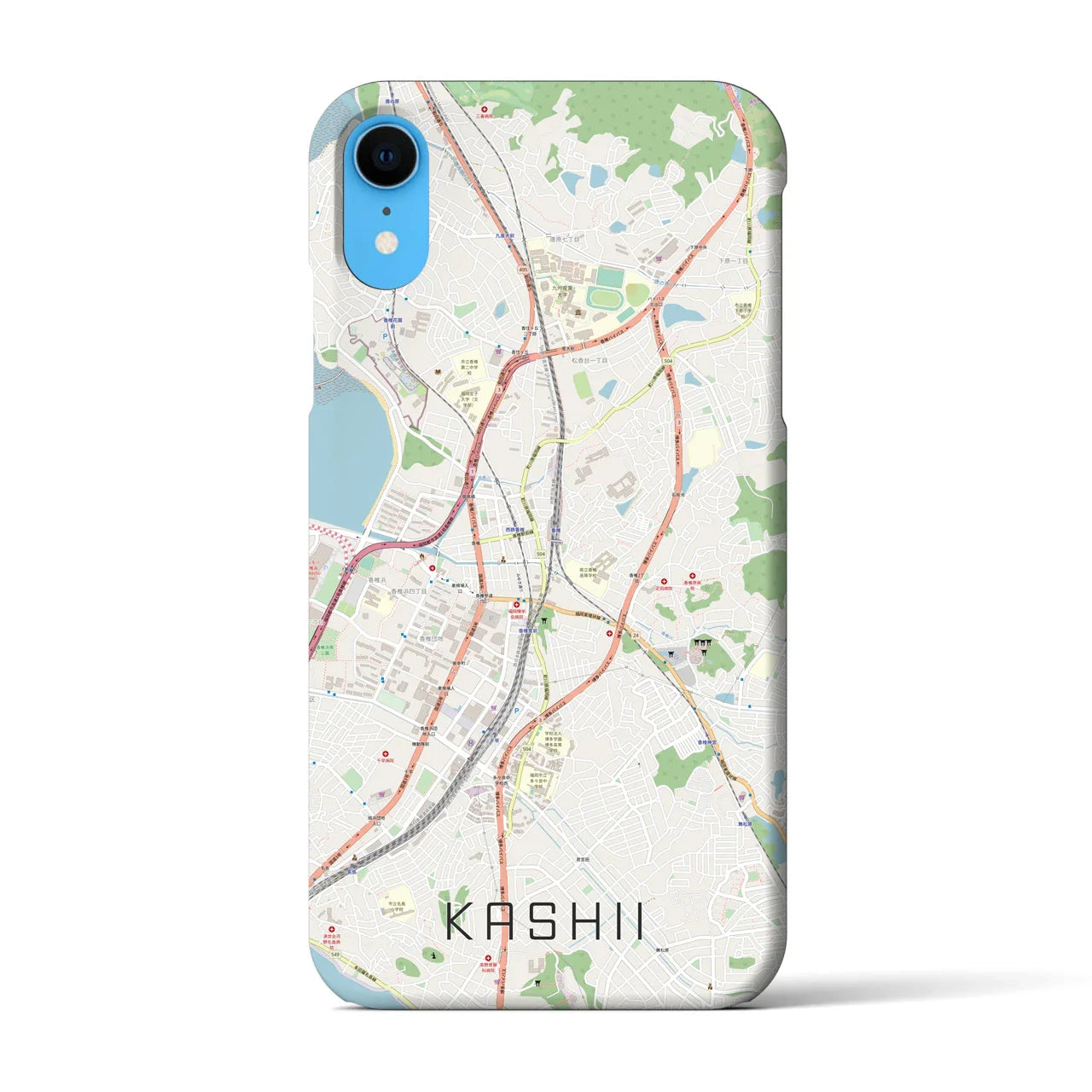 【香椎（福岡県）】地図柄iPhoneケース（バックカバータイプ）