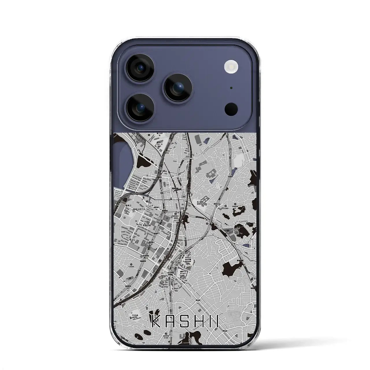 【香椎（福岡県）】地図柄iPhoneケース（クリアタイプ）モノトーン・iPhone 17 Pro Max 用