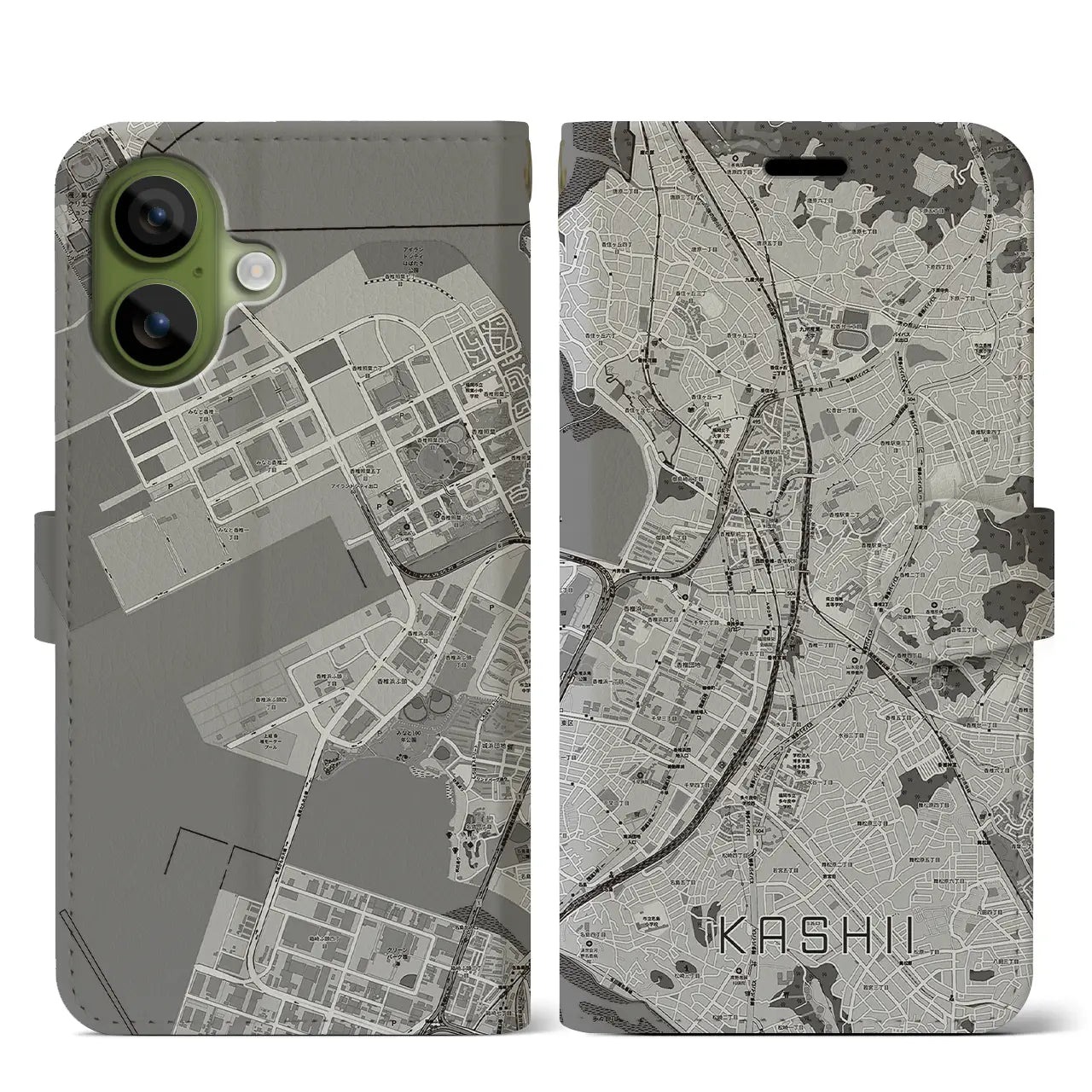 【香椎（福岡県）】地図柄iPhoneケース（手帳タイプ）