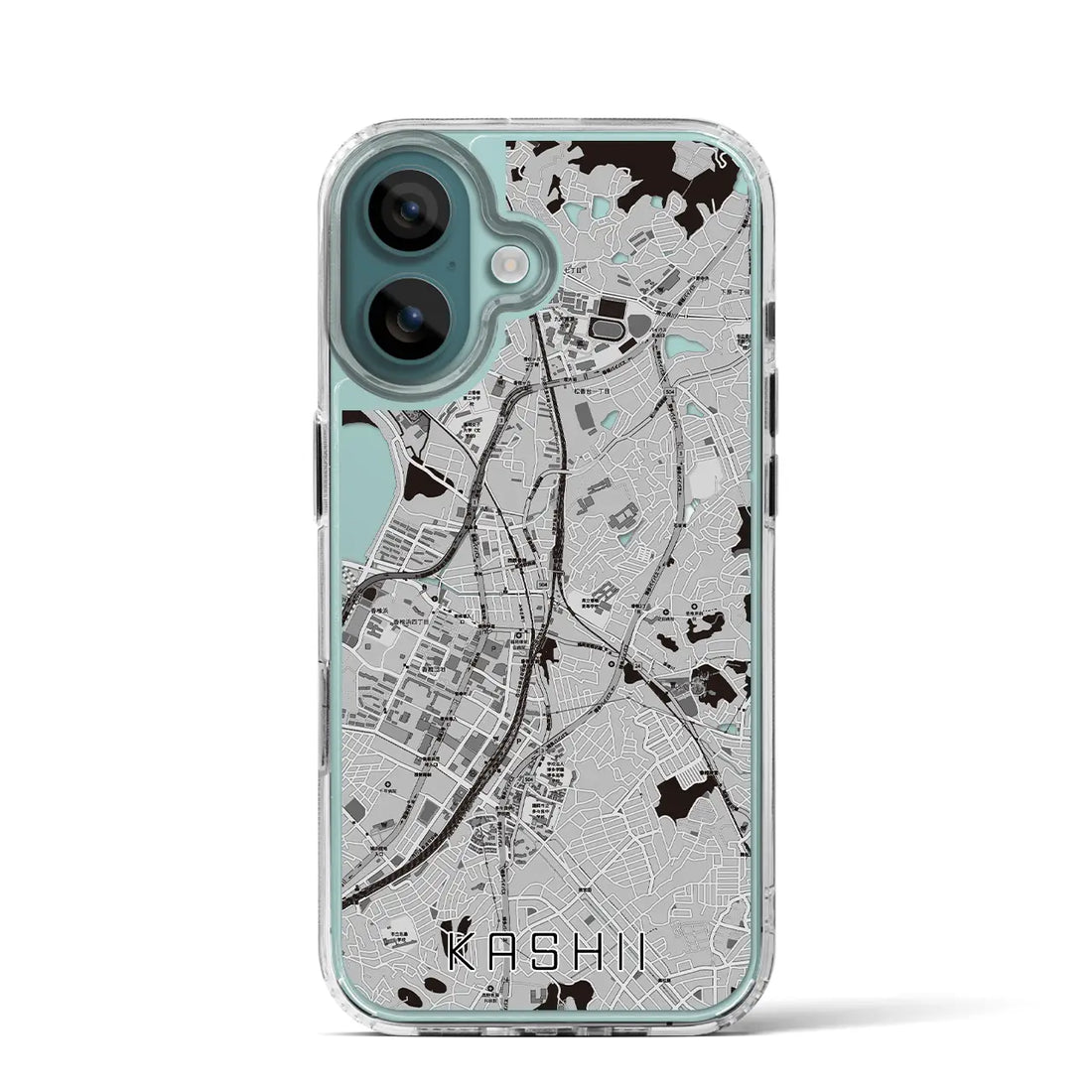 【香椎（福岡県）】地図柄iPhoneケース（MagSafeタイプ）モノトーン・iPhone 16 Pro 用
