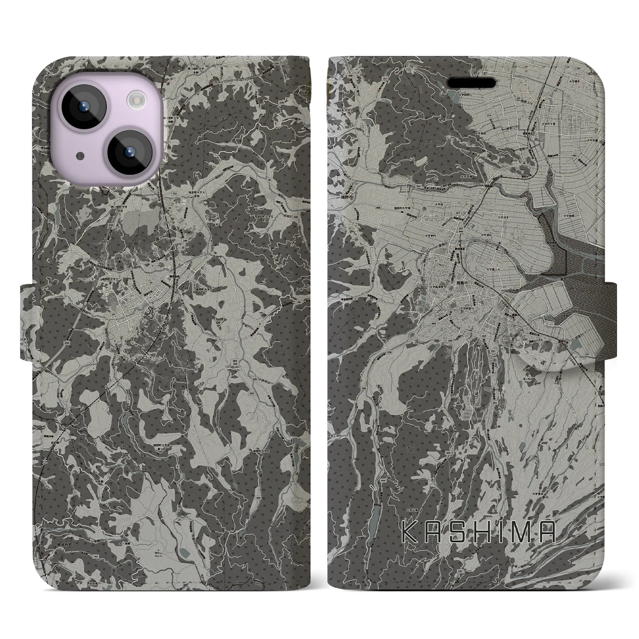 【鹿島（佐賀県）】地図柄iPhoneケース（手帳タイプ）