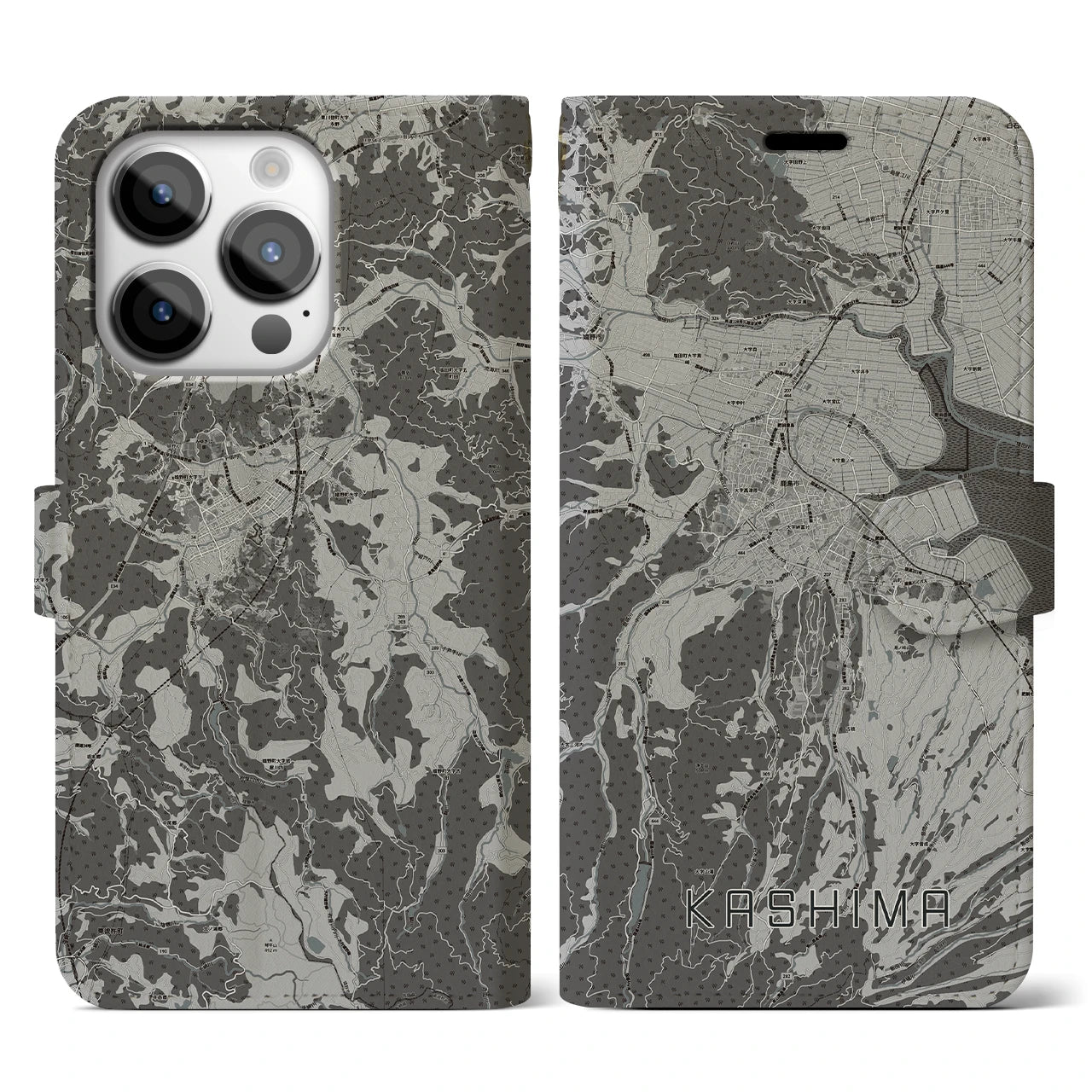 【鹿島（佐賀県）】地図柄iPhoneケース（手帳タイプ）