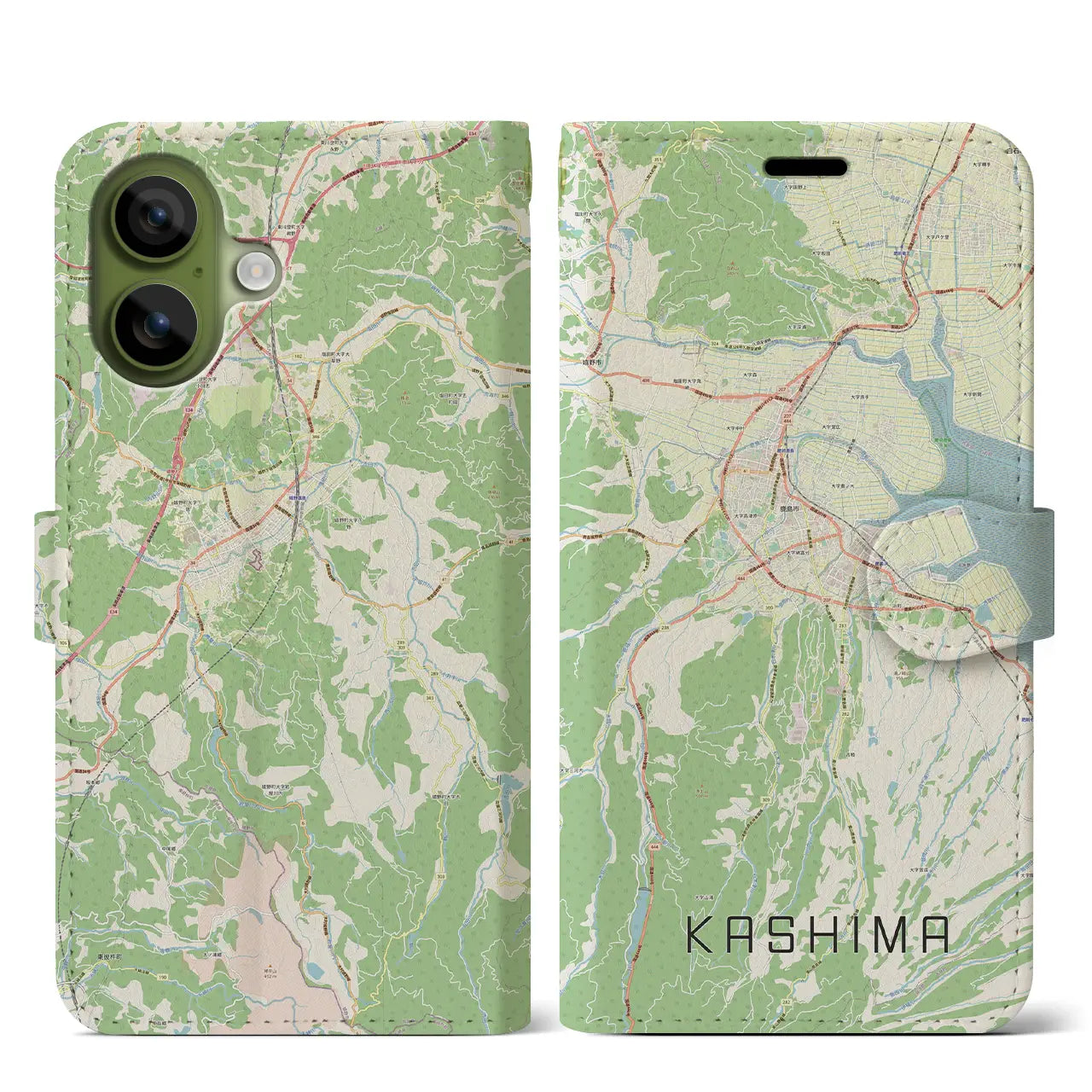 【鹿島（佐賀県）】地図柄iPhoneケース（手帳タイプ）