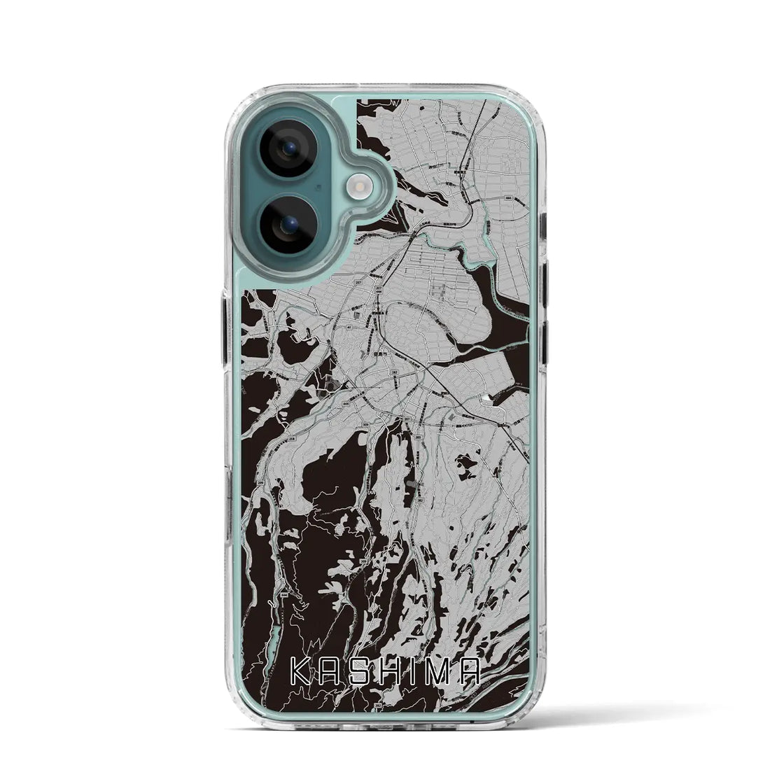 【鹿島(佐賀県)】地図柄iPhoneケース(MagSafeタイプ)モノトーン・iPhone 16 Pro 用