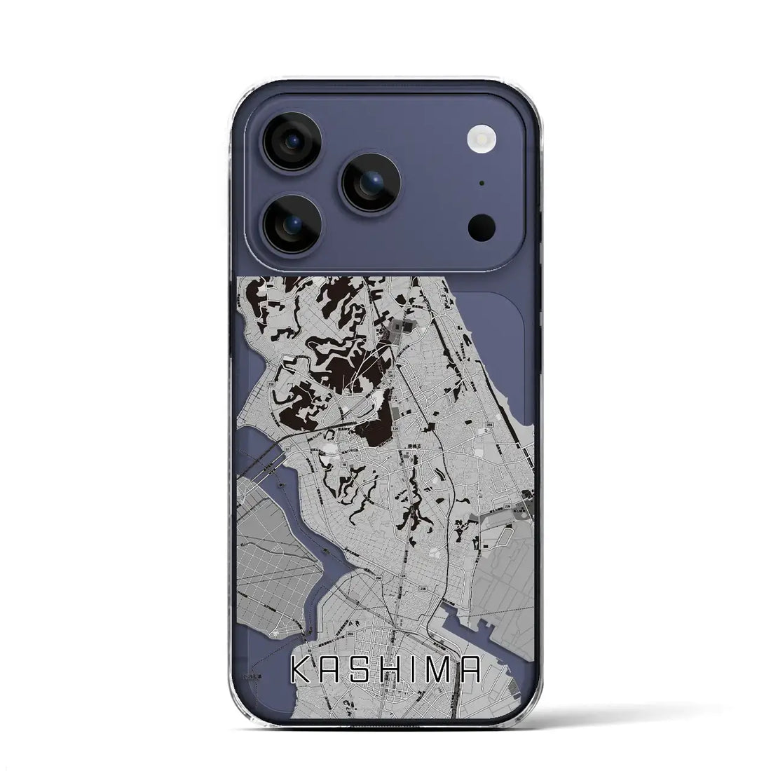 【鹿島(茨城県)】地図柄iPhoneケース(クリアタイプ)モノトーン・iPhone 17 Pro Max 用