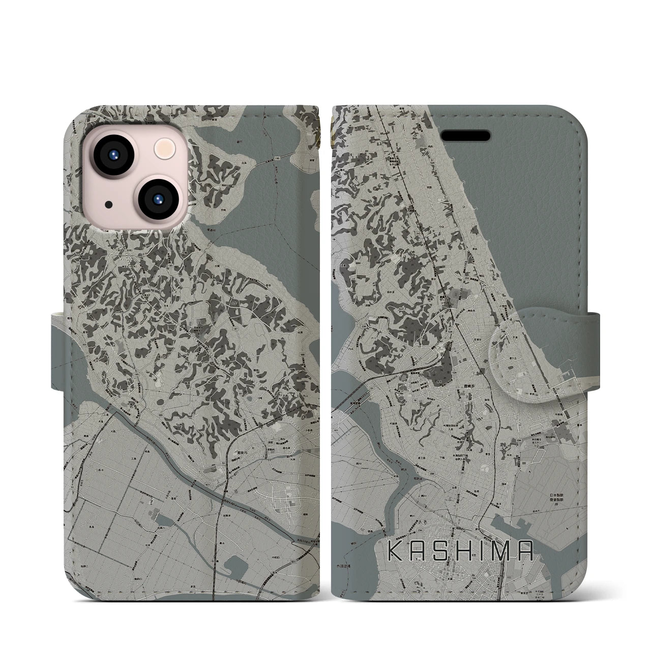 【鹿島(茨城県)】地図柄iPhoneケース(手帳タイプ)