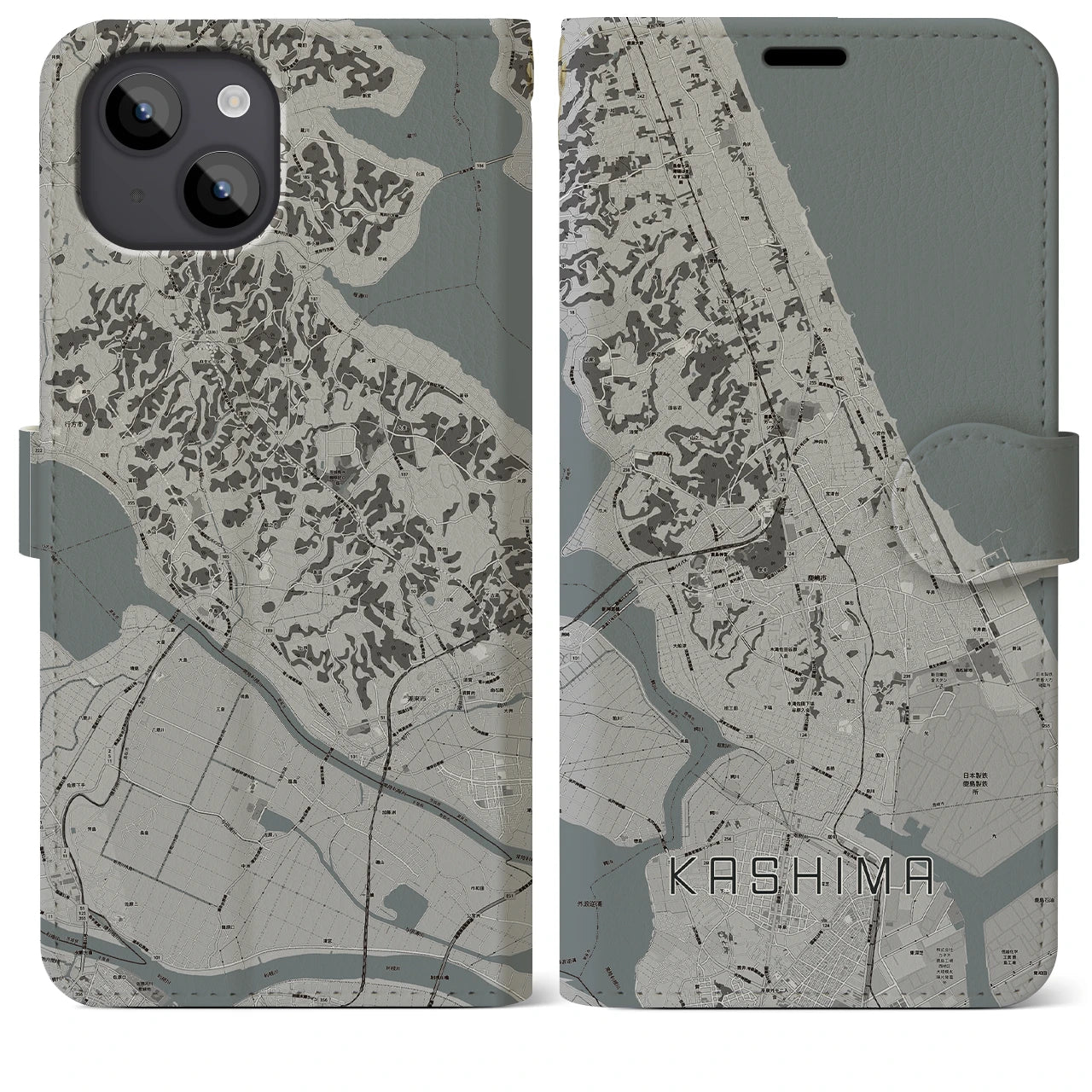 【鹿島(茨城県)】地図柄iPhoneケース(手帳タイプ)