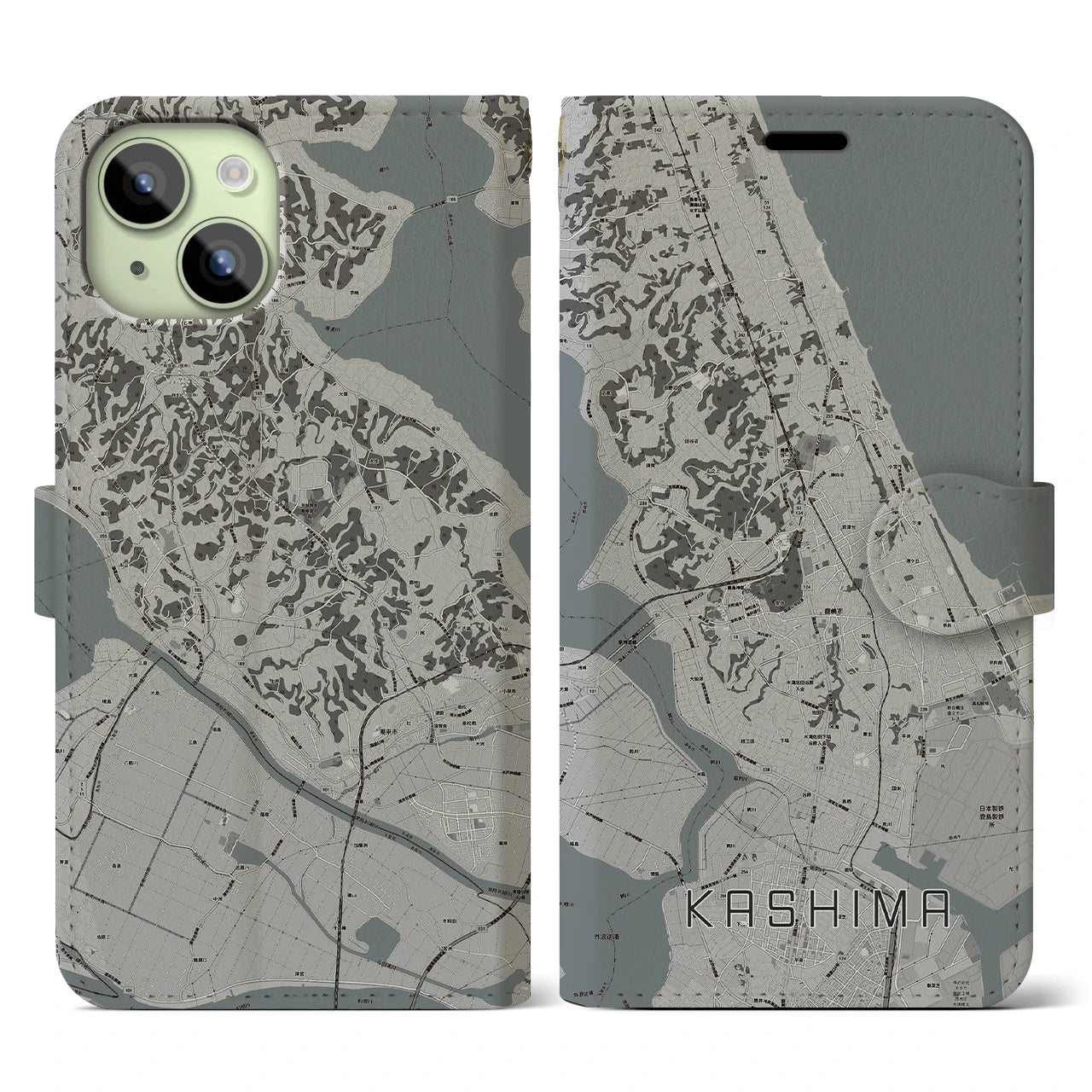 【鹿島(茨城県)】地図柄iPhoneケース(手帳タイプ)