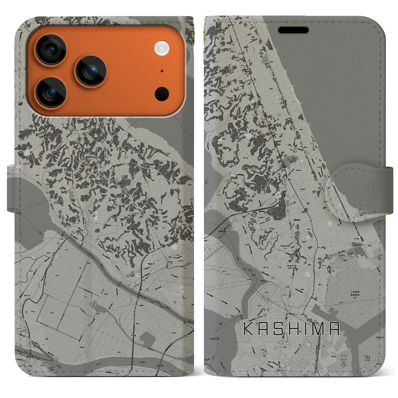 【鹿島(茨城県)】地図柄iPhoneケース(手帳タイプ)