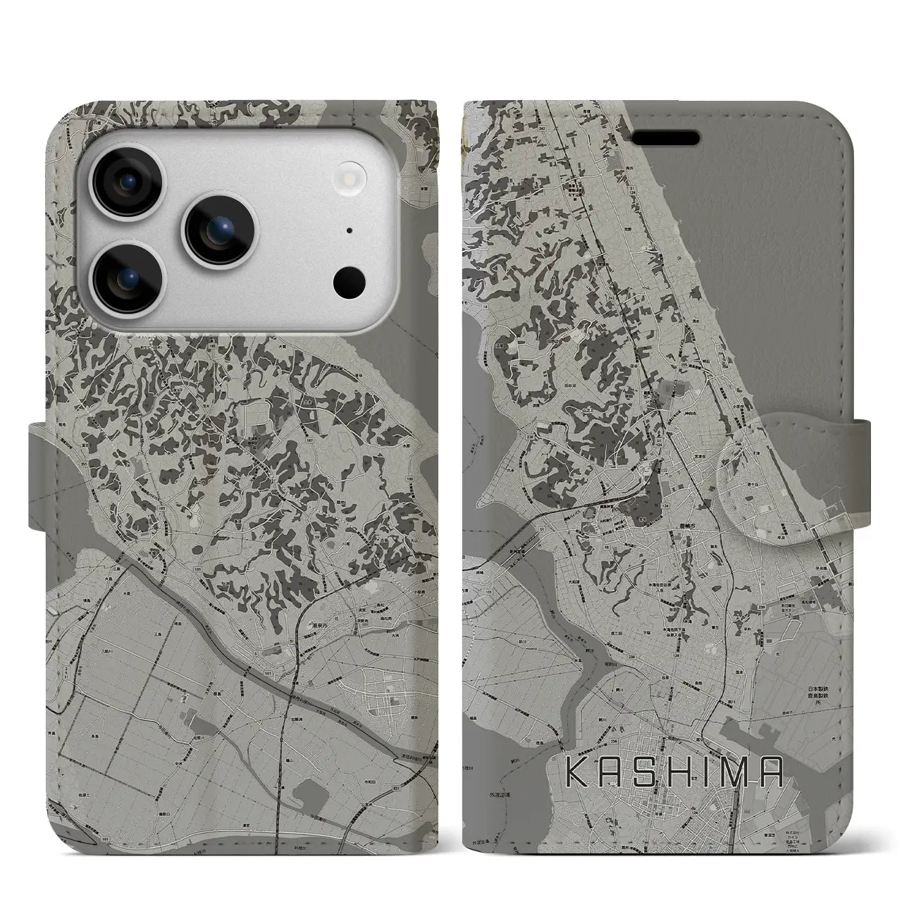 【鹿島（茨城県）】地図柄iPhoneケース（手帳タイプ）