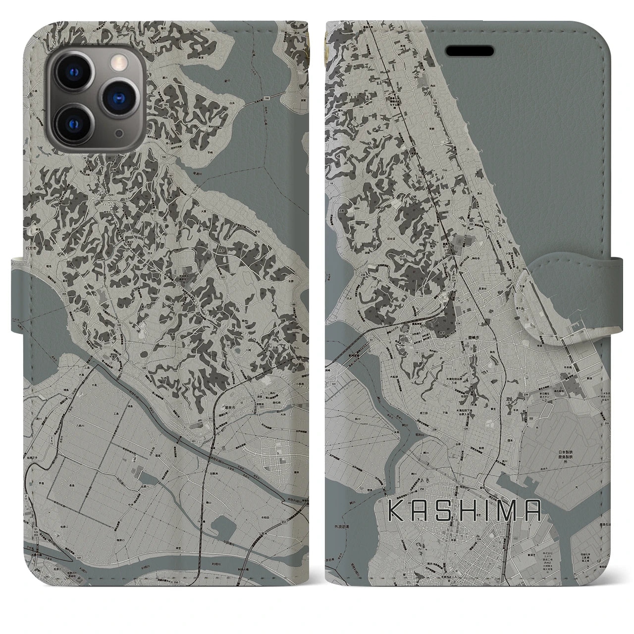 【鹿島(茨城県)】地図柄iPhoneケース(手帳タイプ)