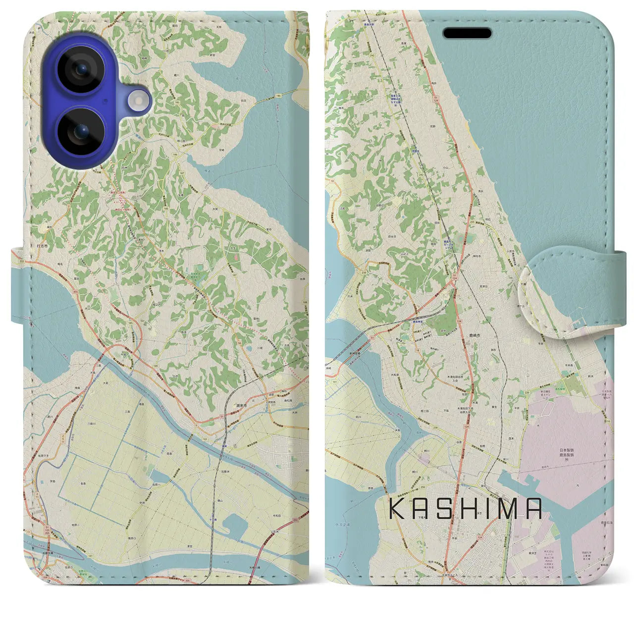 【鹿島(茨城県)】地図柄iPhoneケース(手帳タイプ)
