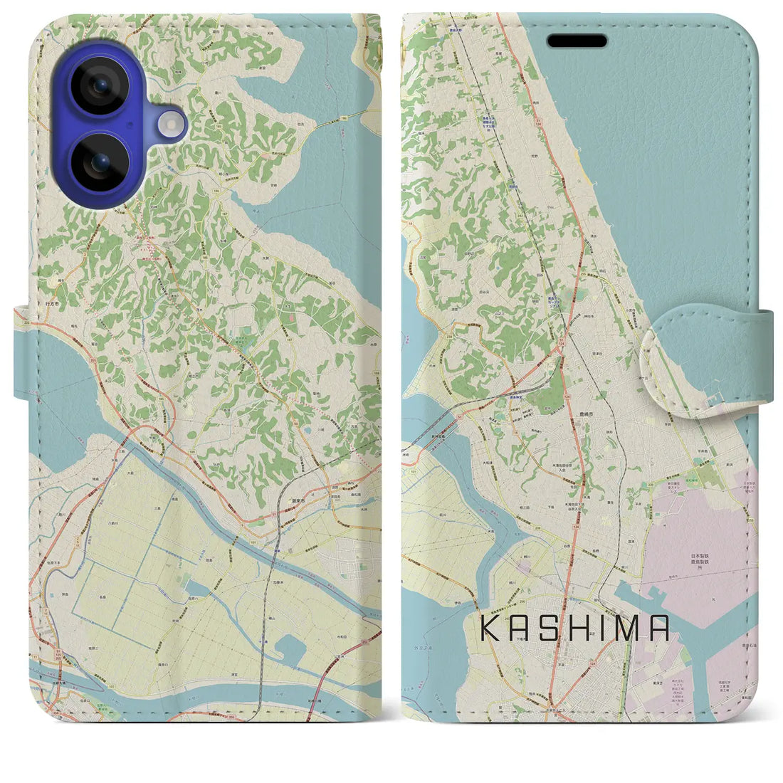 【鹿島(茨城県)】地図柄iPhoneケース(手帳タイプ)ナチュラル・iPhone 16 Pro Max 用