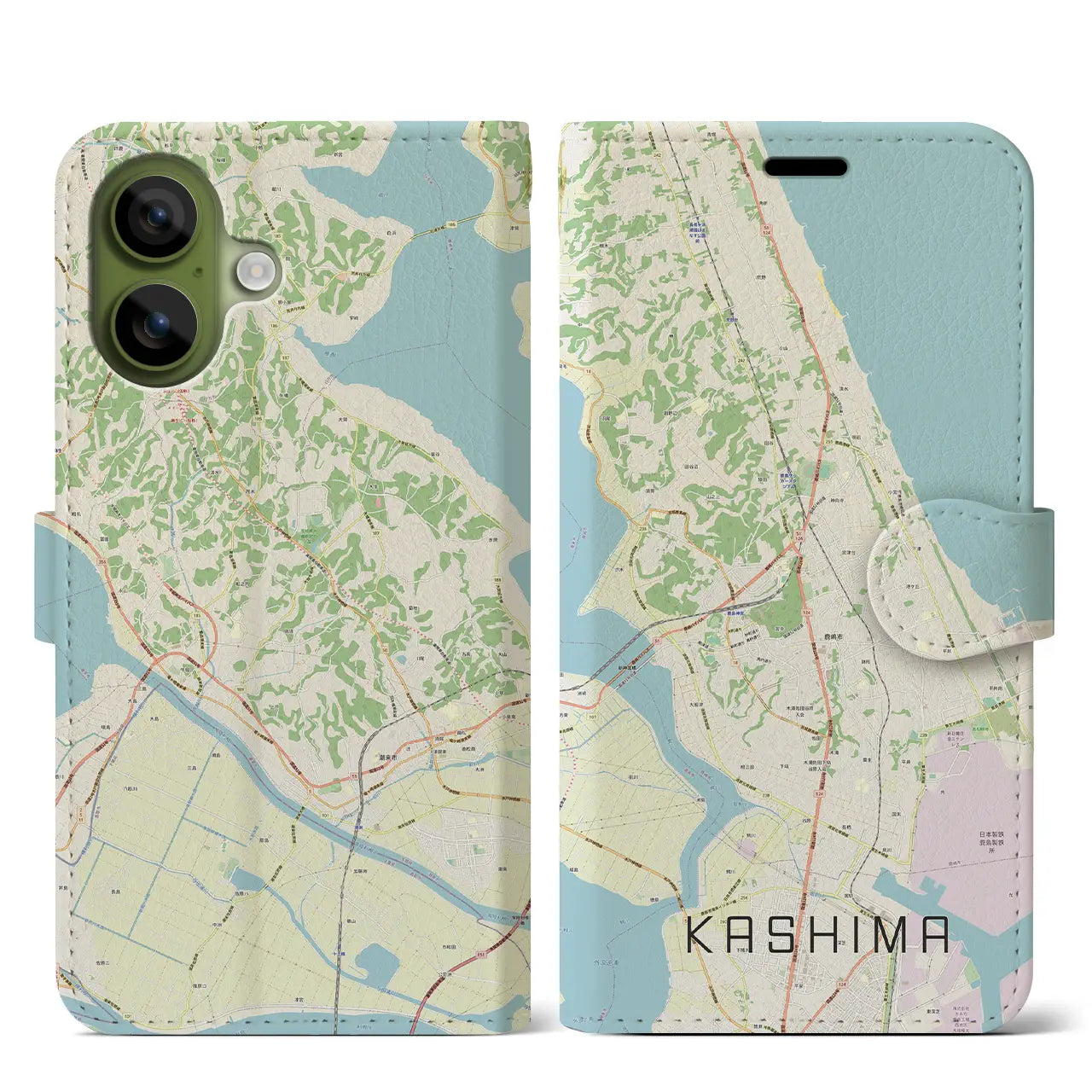 【鹿島(茨城県)】地図柄iPhoneケース(手帳タイプ)