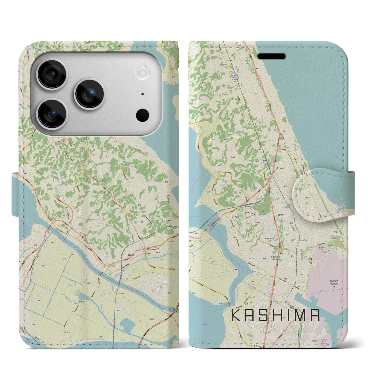 【鹿島(茨城県)】地図柄iPhoneケース(手帳タイプ)