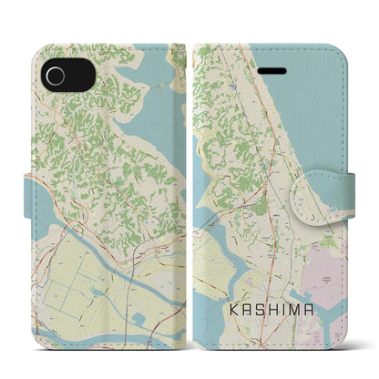 【鹿島（茨城県）】地図柄iPhoneケース（手帳タイプ）ナチュラル・iPhone SE（第3 / 第2世代） / 8 / 7 / 6s / 6 用