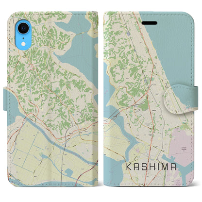 【鹿島（茨城県）】地図柄iPhoneケース（手帳タイプ）ナチュラル・iPhone XR 用