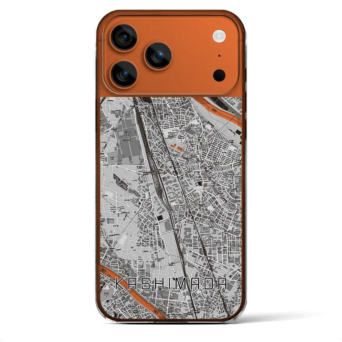 【鹿島田(神奈川県)】地図柄iPhoneケース(クリアタイプ)モノトーン・iPhone 17 Pro Max 用