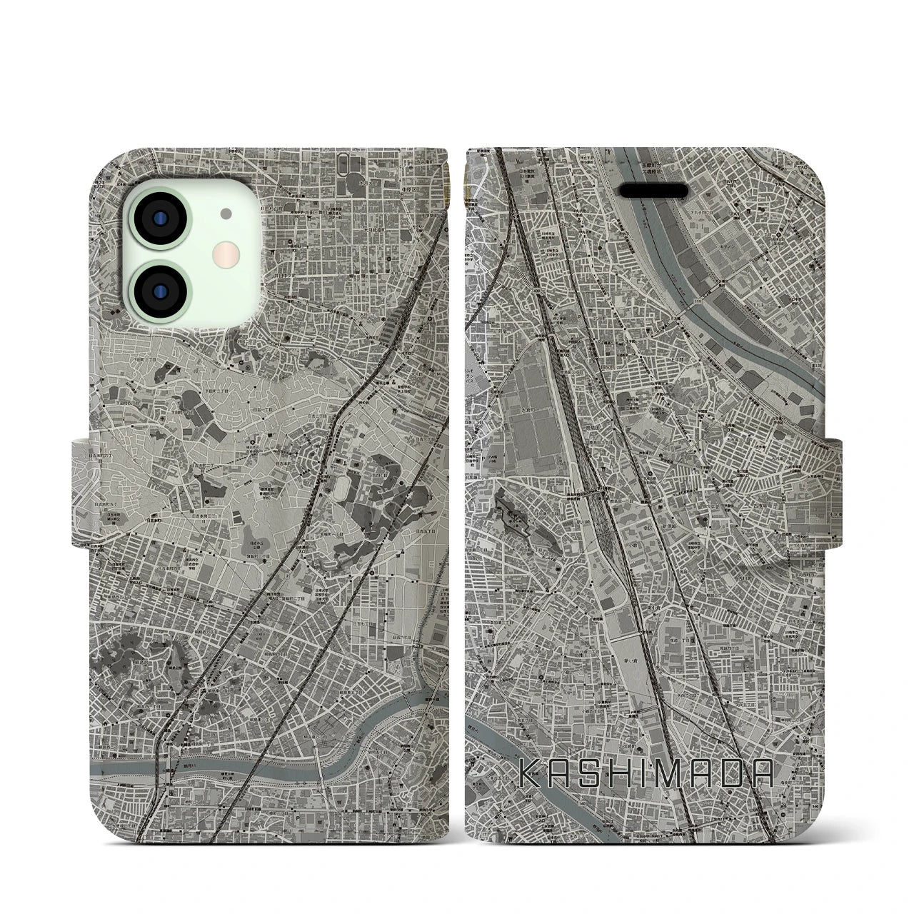 【鹿島田（神奈川県）】地図柄iPhoneケース（手帳タイプ）