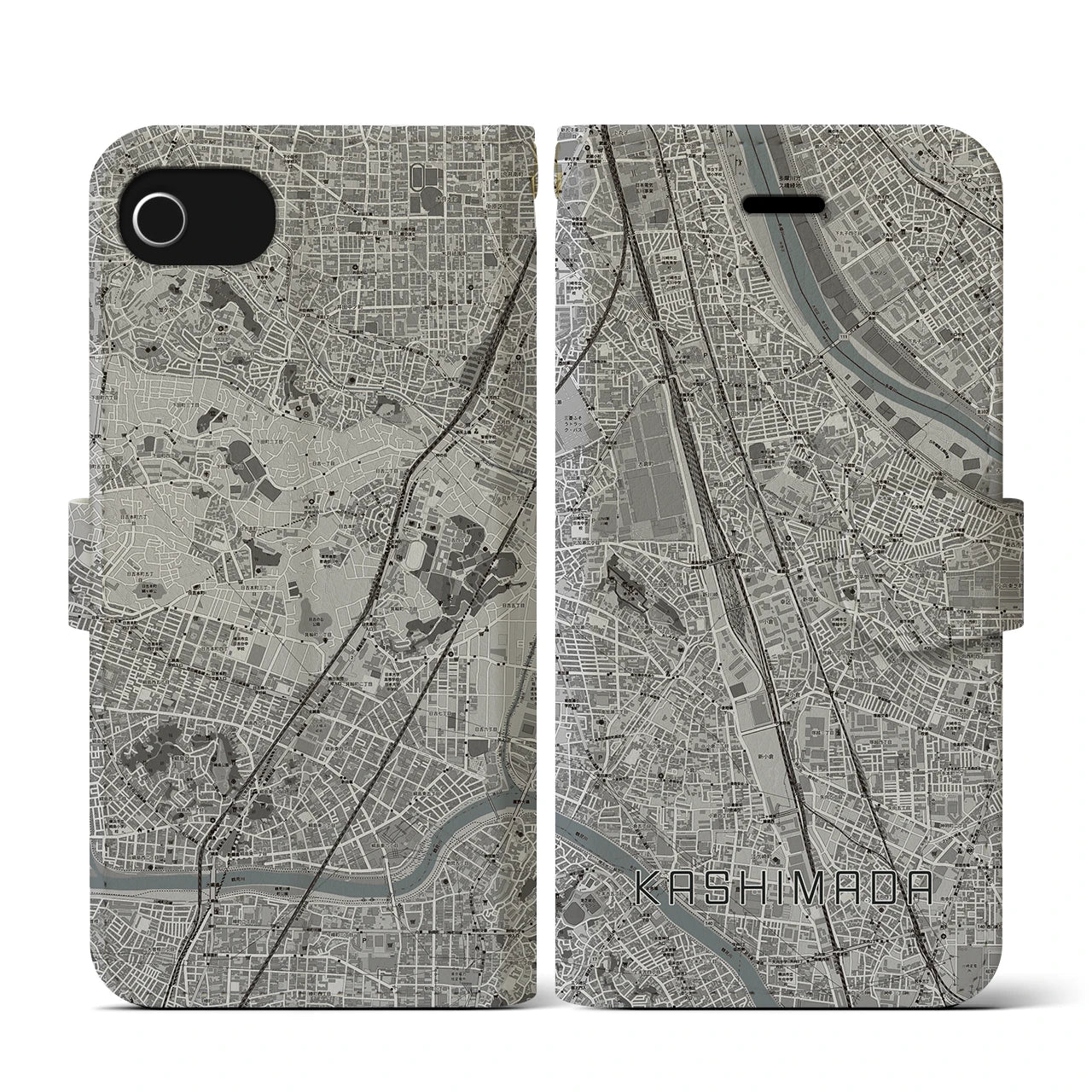 【鹿島田（神奈川県）】地図柄iPhoneケース（手帳タイプ）