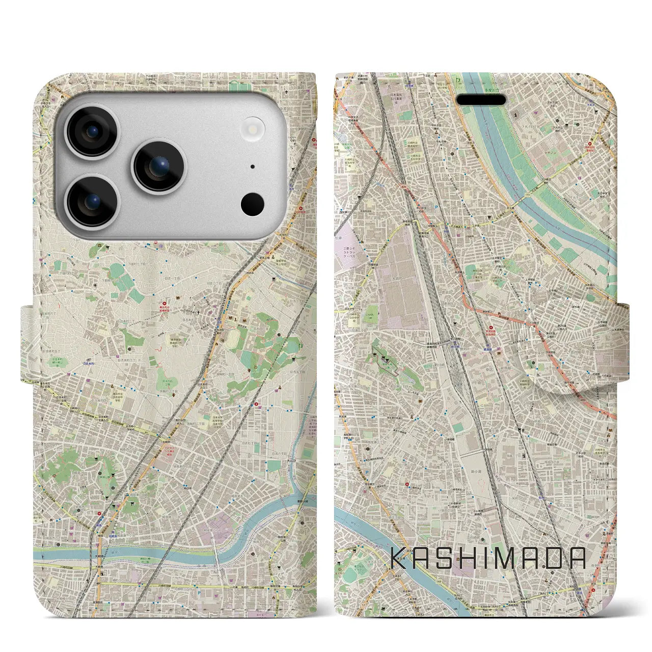 【鹿島田（神奈川県）】地図柄iPhoneケース（手帳タイプ）