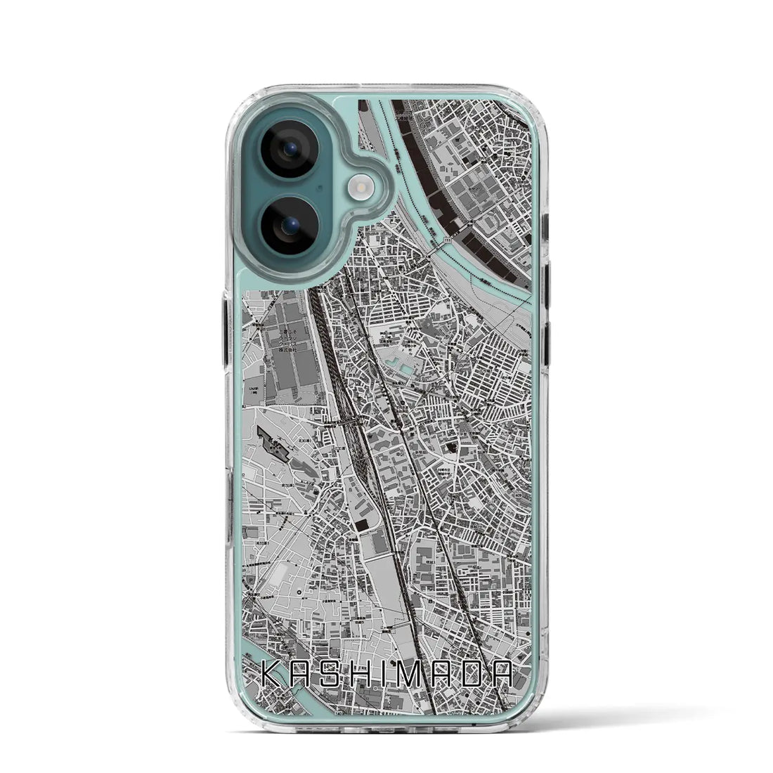 【鹿島田（神奈川県）】地図柄iPhoneケース（MagSafeタイプ）モノトーン・iPhone 16 Pro 用