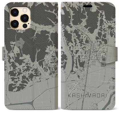 【鹿島台（宮城県）】地図柄iPhoneケース（手帳タイプ）モノトーン・iPhone 12 Pro Max 用