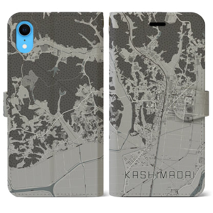 【鹿島台（宮城県）】地図柄iPhoneケース（手帳タイプ）モノトーン・iPhone XR 用