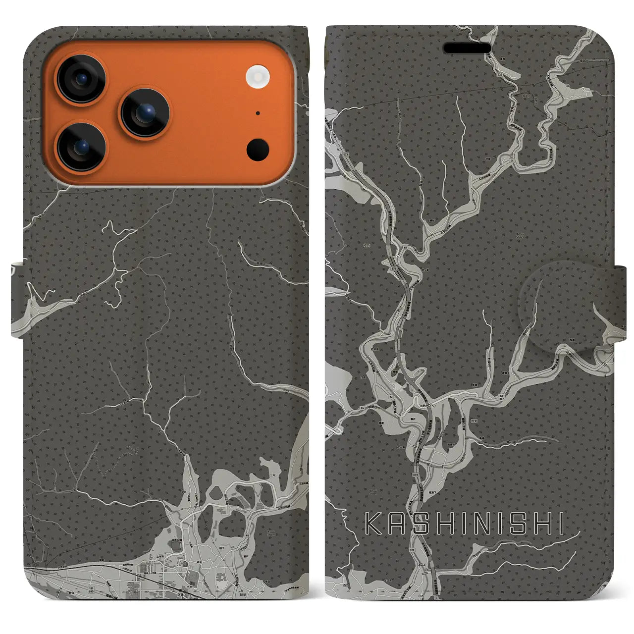 【樫西（岡山県）】地図柄iPhoneケース（手帳タイプ）