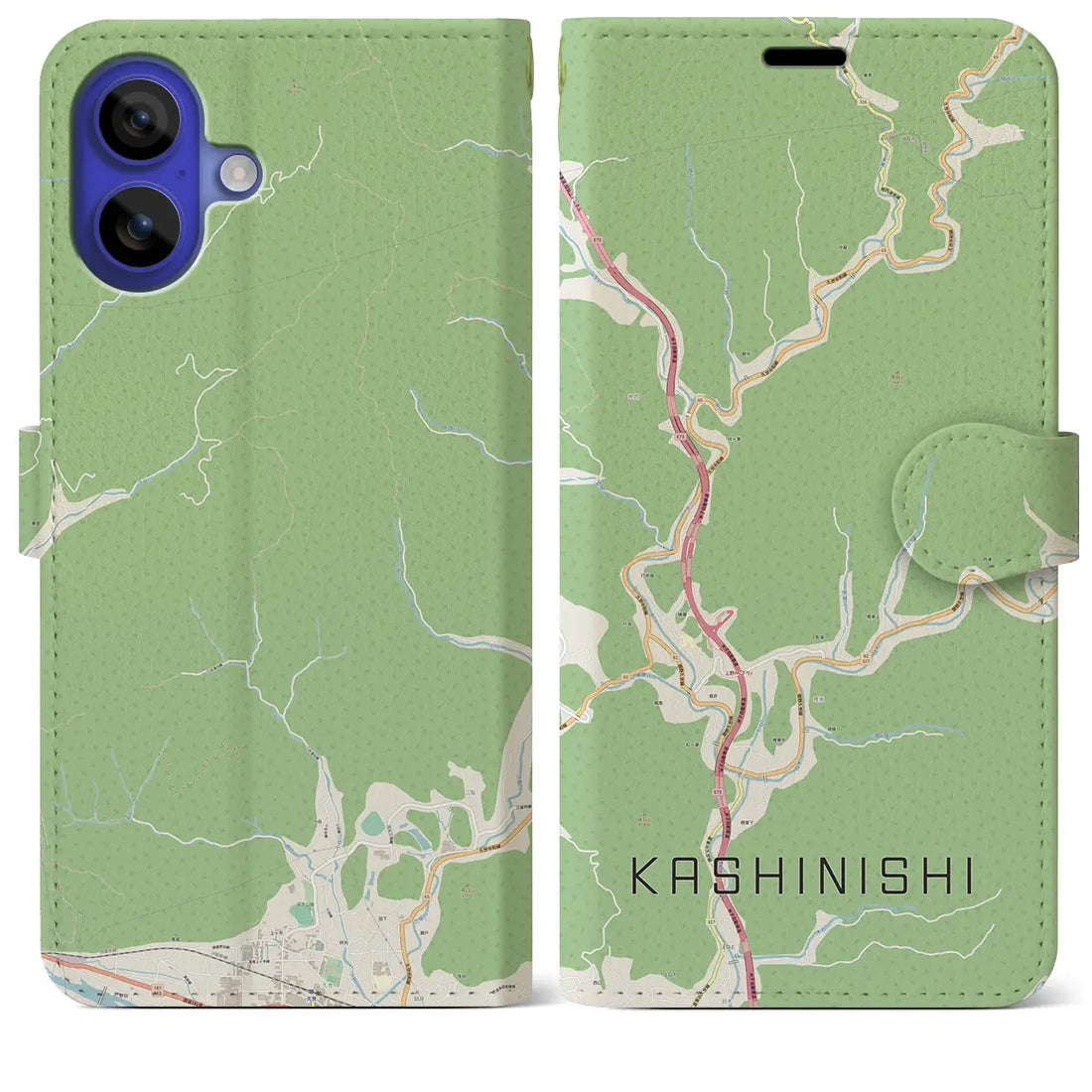 【樫西（岡山県）】地図柄iPhoneケース（手帳タイプ）ナチュラル・iPhone 16 Pro Max 用