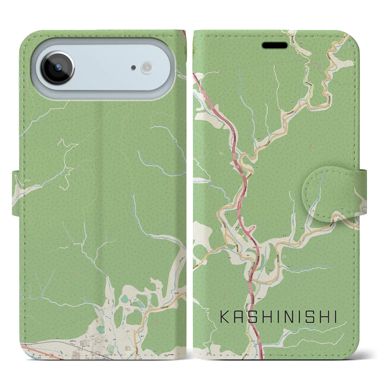 【樫西（岡山県）】地図柄iPhoneケース（手帳タイプ）