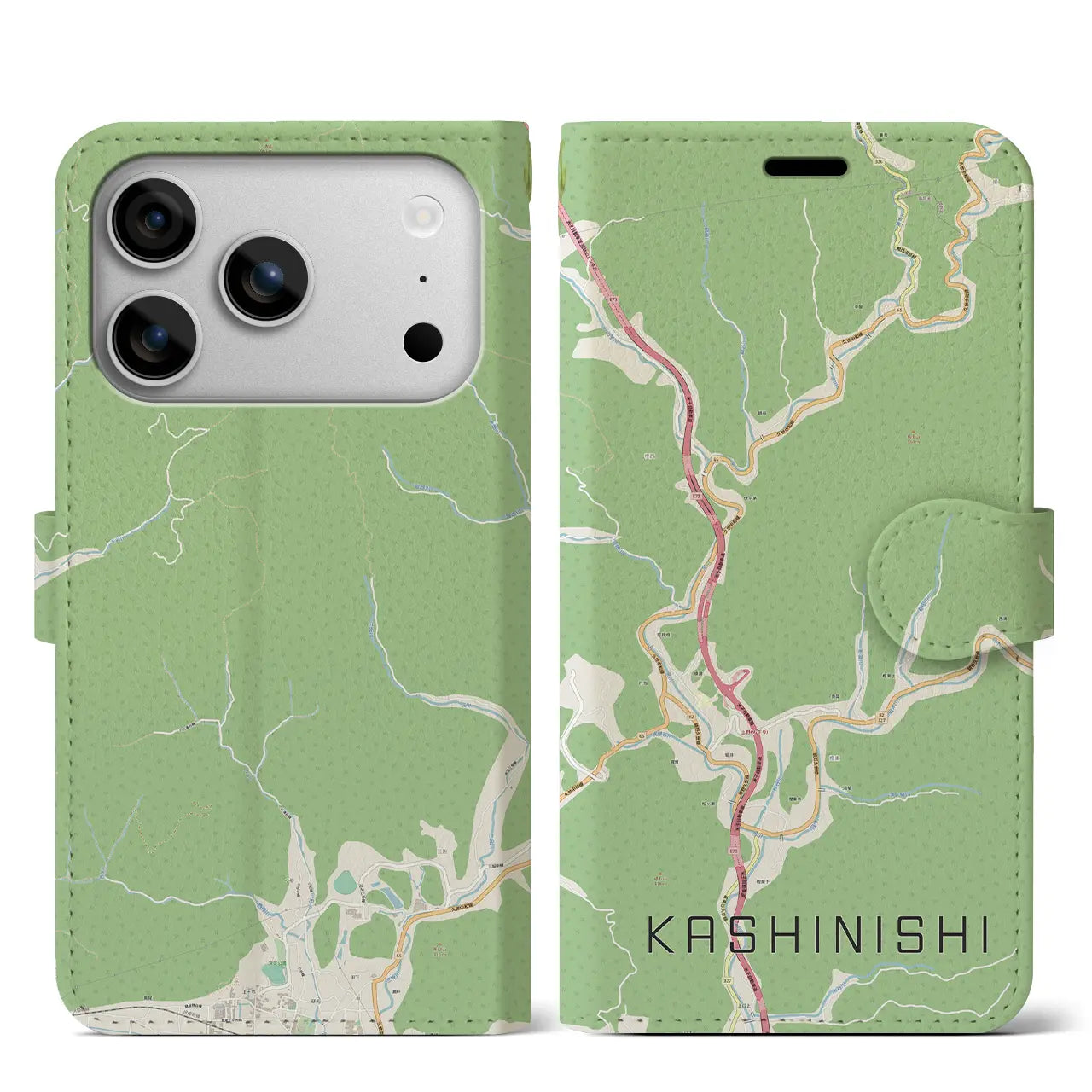 【樫西（岡山県）】地図柄iPhoneケース（手帳タイプ）